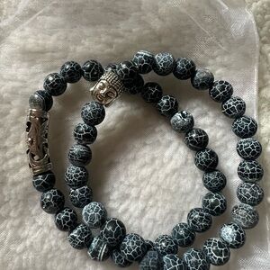 Blue and silver bracelet set